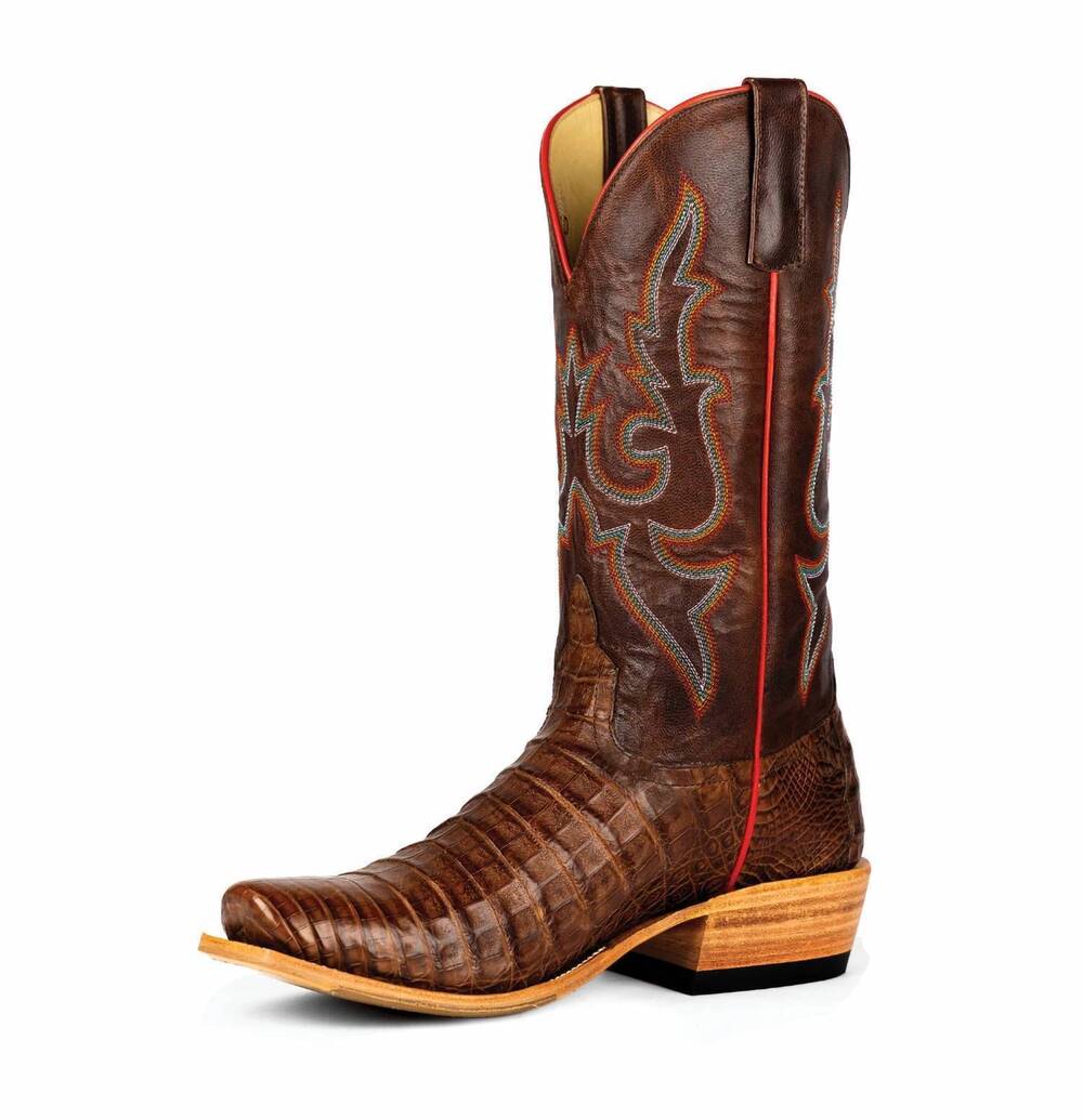 NEW HORSE POWER BOOTS men's post belly cutter toe boots in oak caiman